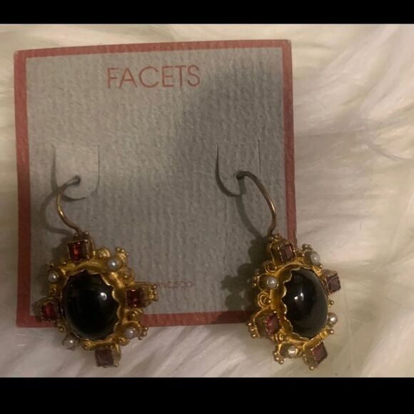 FACETS INC EARRINGS GENUINE STONES SAN FRANCISCO - Picture 1 of 2